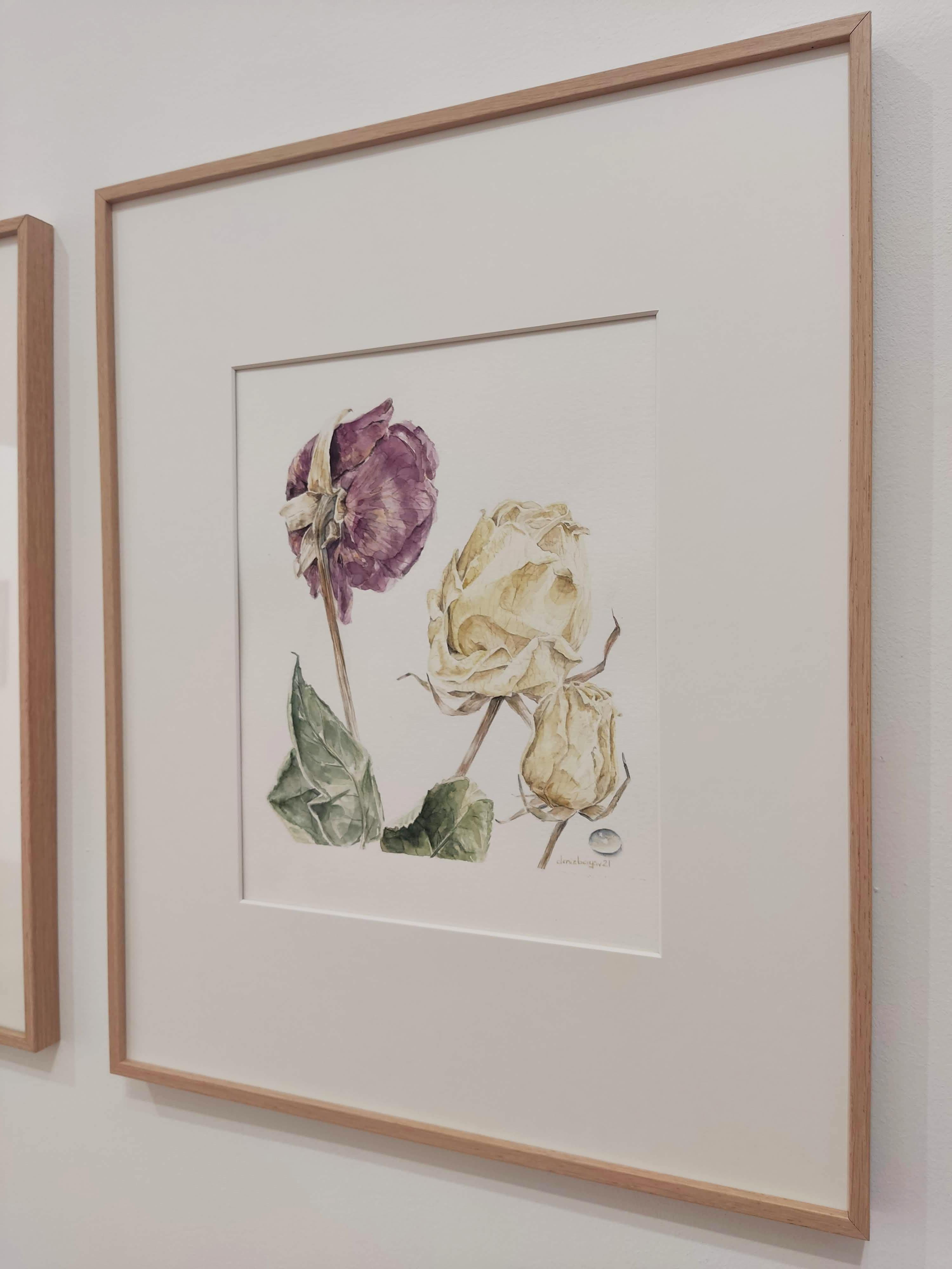 Futile, Pittura ad acquerello originale contemporanea, Rose, Fiori in vendita 4