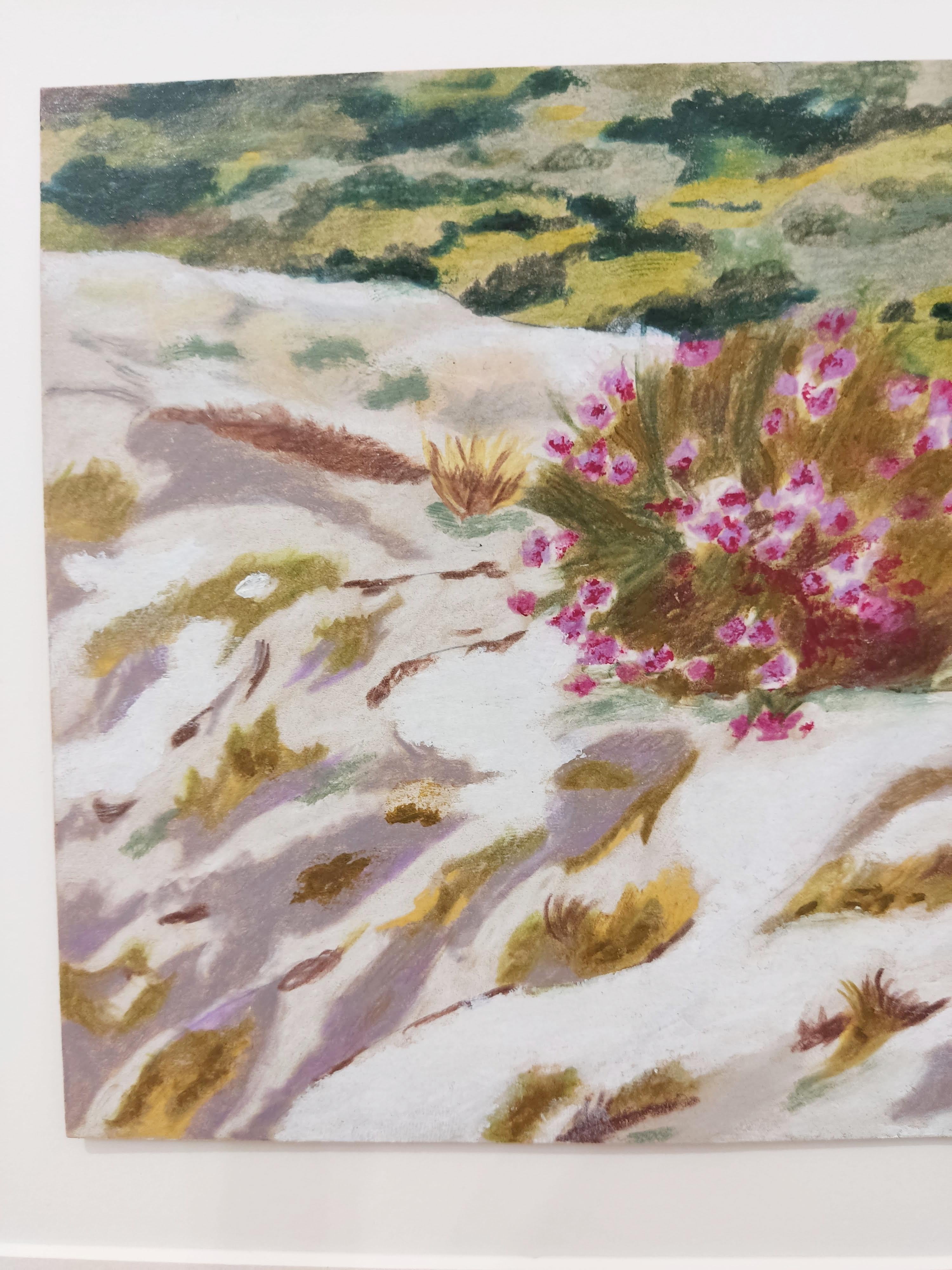 Subject : Bruyère sur un rocher (Title - FR) / Heather on a rock
This diptych reads like a visual meditation on the link between sky and earth, between the ephemeral and the grounded.
The sky above evokes the intangible, the breath, the dream, and