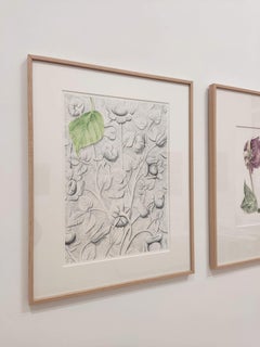 Im_mortelle, Original Contemporary Watercolor Painting, Floral, Bas-relief