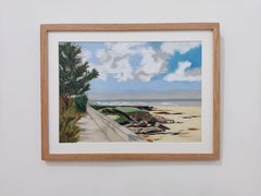 Symphonie, Original Oil Pastel, Contemporary Seascape, French coast Promenade