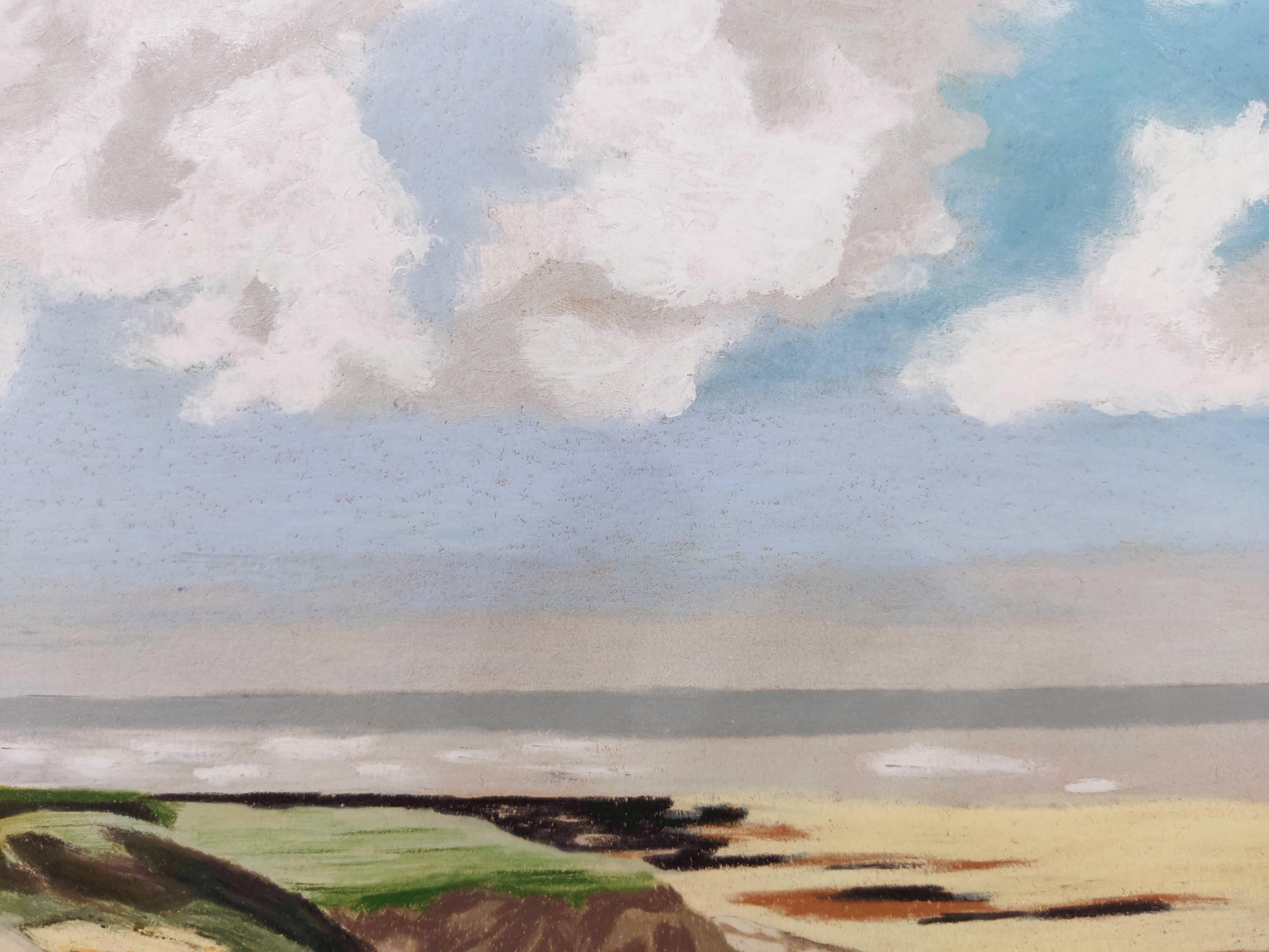 Symphonie, Original Oil Pastel, Contemporary Landscape, Sea Scape, French coast - Gray Landscape Art by Gabriel Riesnert