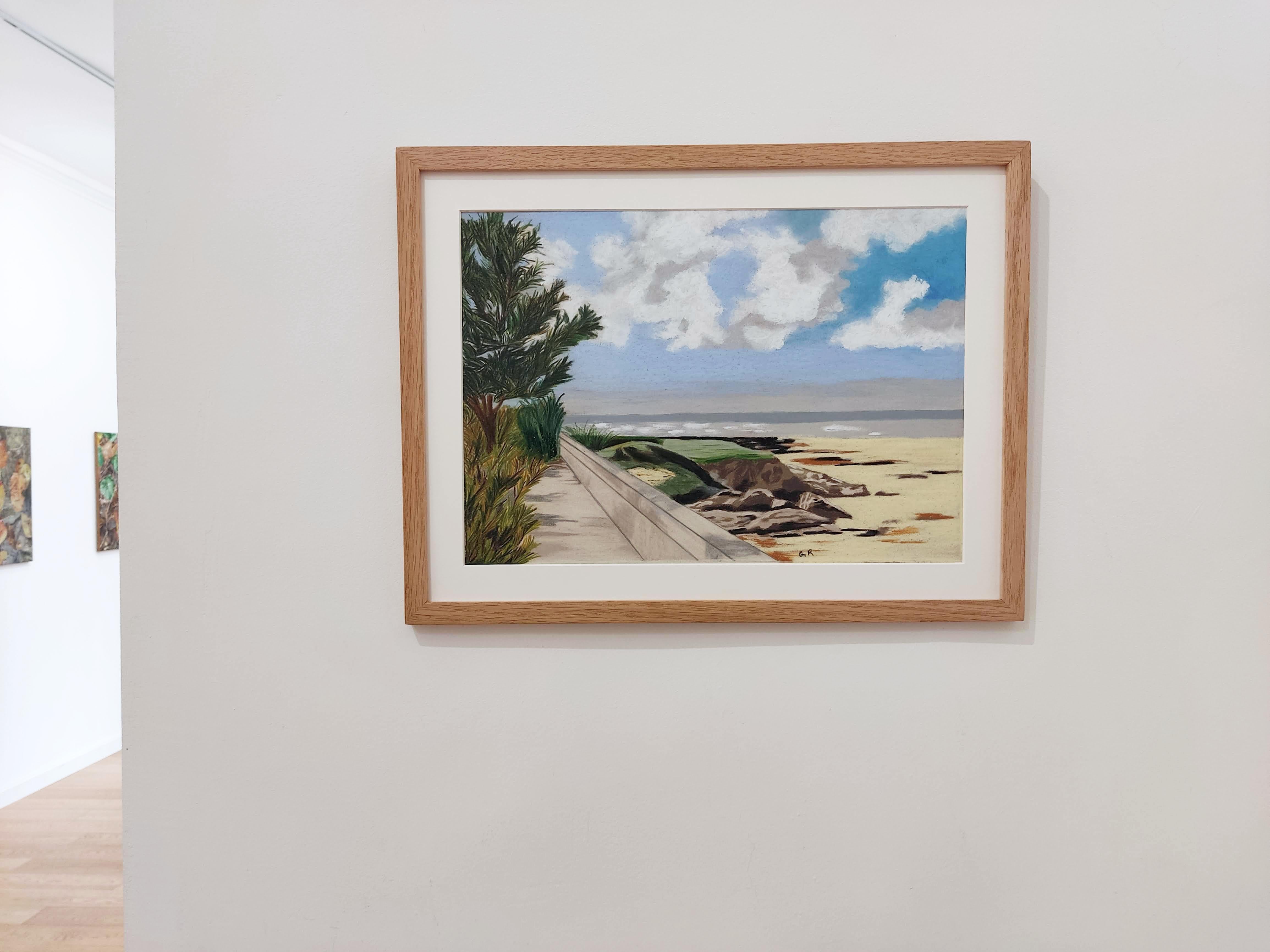Symphonie, Original Oil Pastel, Contemporary Landscape, Sea Scape, French coast For Sale 4