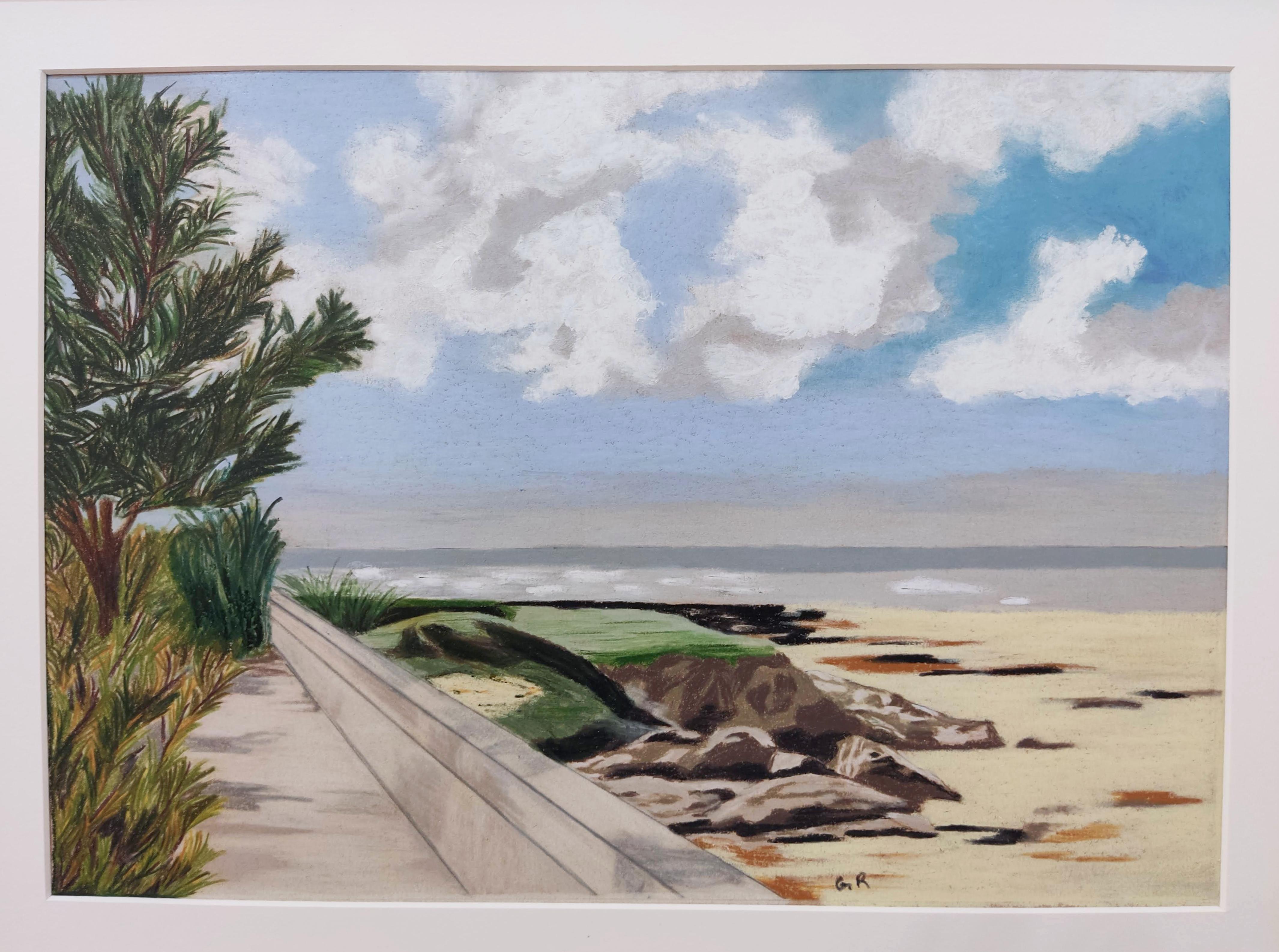 Symphonie, Original Oil Pastel, Contemporary Landscape, Sea Scape, French coast For Sale 3