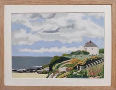 Maison de Congrgoux, pastel à l'huile, paysage contemporain, paysage maritime, côte française