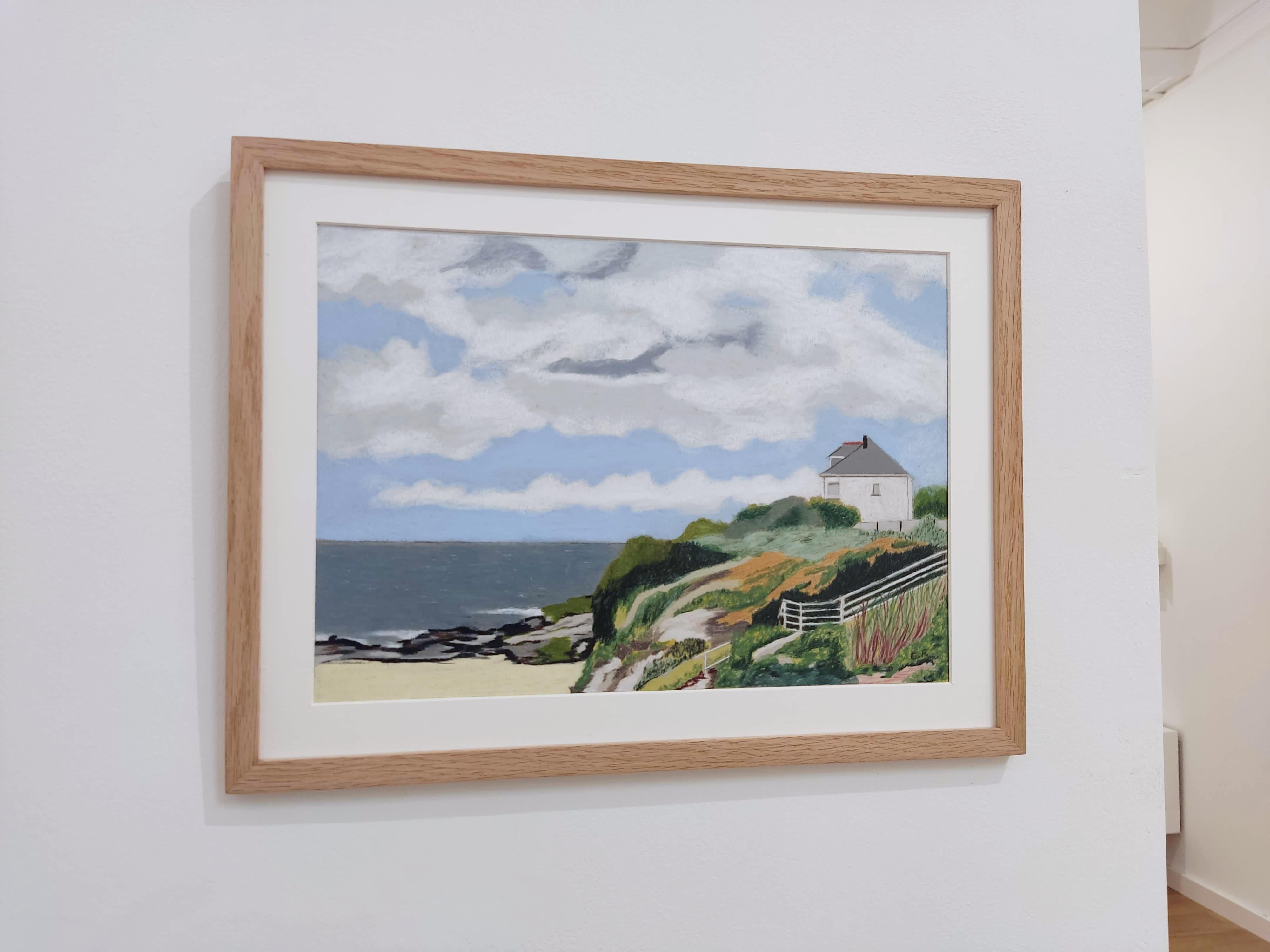 Maison de Congrgoux, Pastel al óleo, Paisaje contemporáneo, Paisaje marino, Costa francesa en venta 2