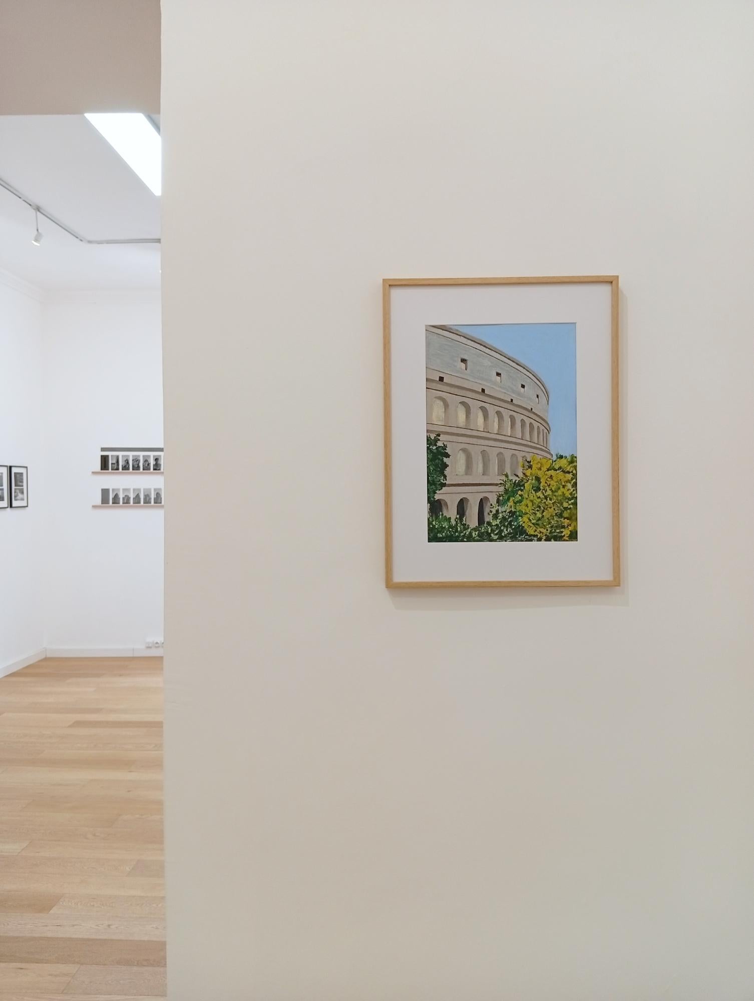 Lieu Commun Colosseo, Pastello a olio, Disegno fotorealistico, Colosseo a Roma in vendita 2