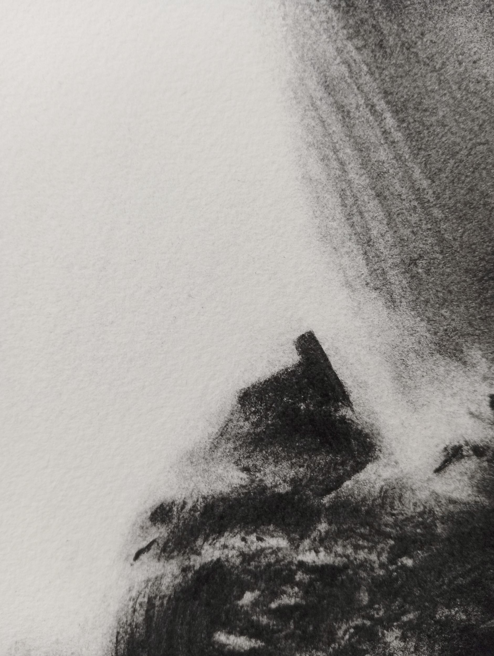 Point de Chute, Dibujo al Carbón, Paisaje Abstracto Contemporáneo, Cascada en venta 4