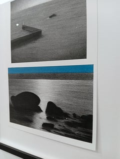 Contemporary Artwork on Paper, Charcoal and Pastel Seascape Drawing, Minimalist