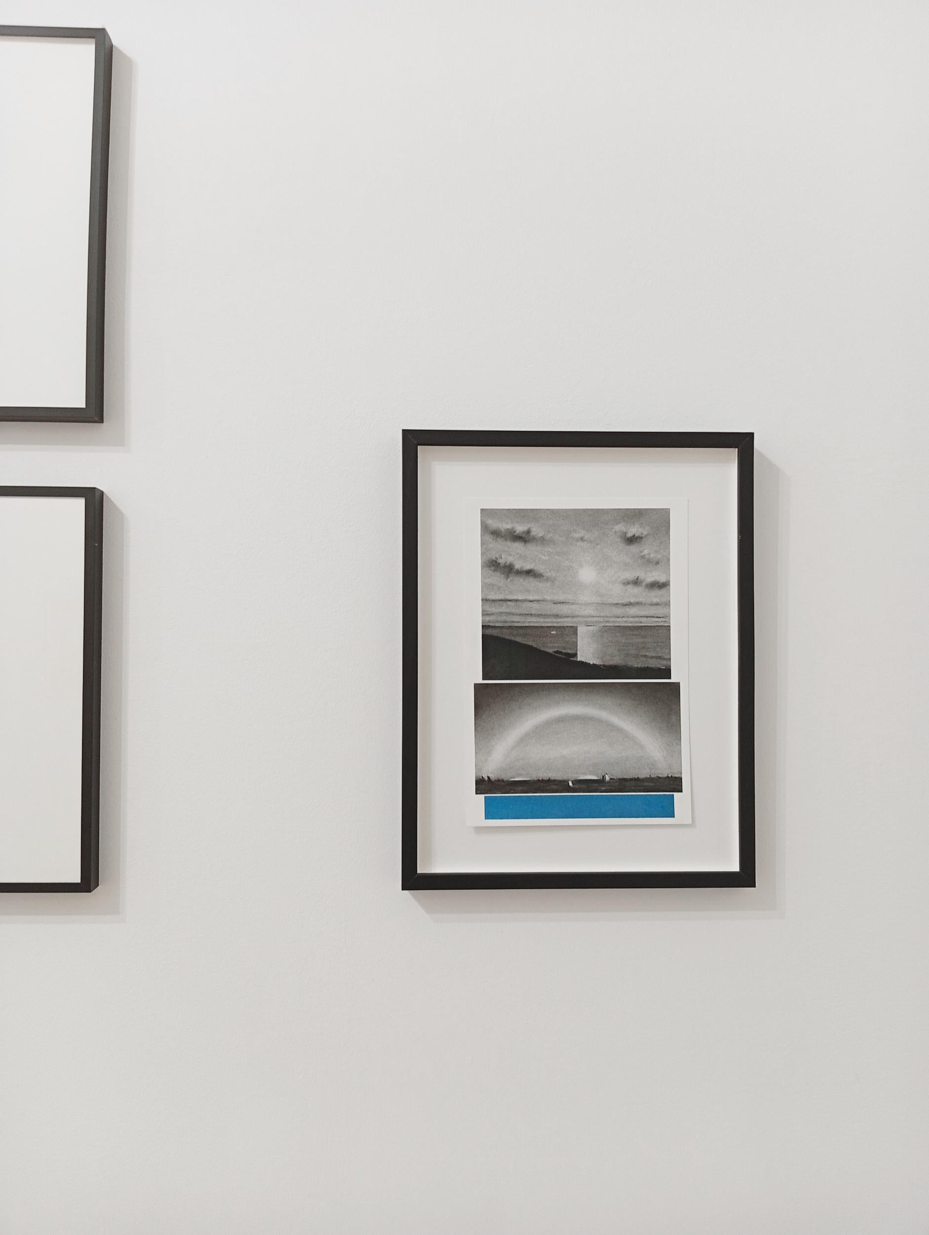 Meer und Himmel, Original Kohle- und Pastellzeichnung, Heller Horizont, Minimalistisch im Angebot 2