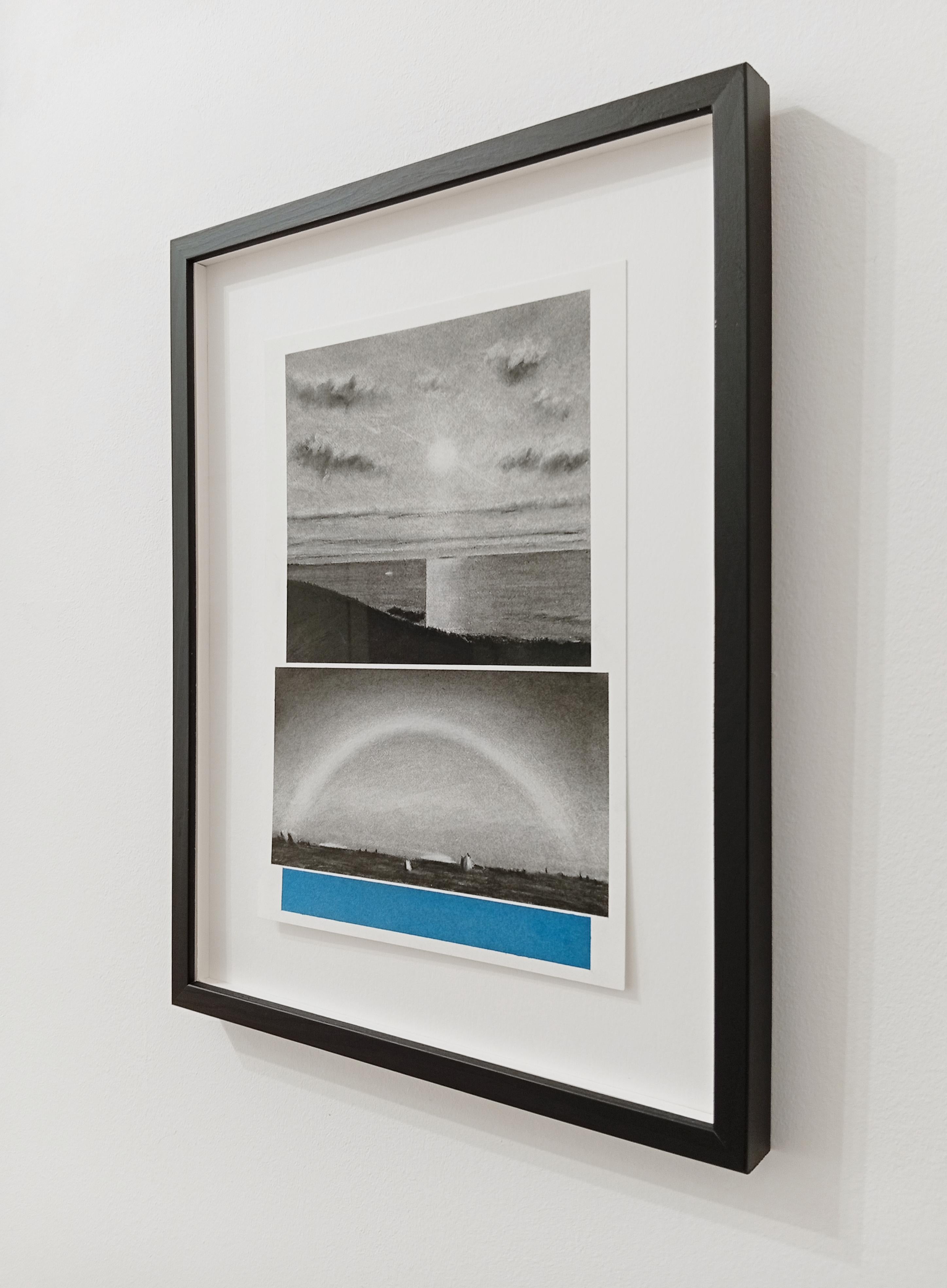 Meer und Himmel, Original Kohle- und Pastellzeichnung, Heller Horizont, Minimalistisch im Angebot 3