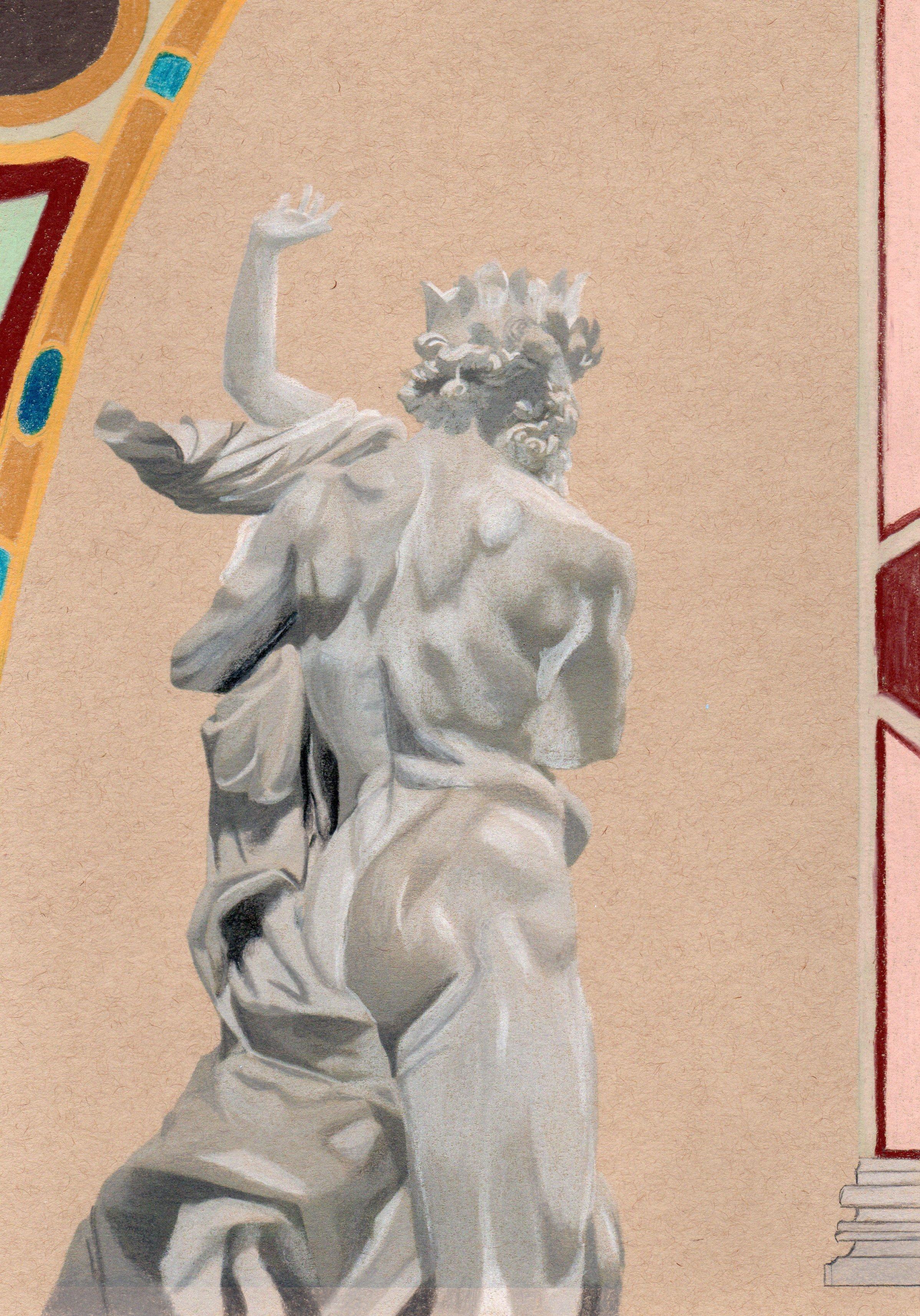 Gabriel Riesnert Figurative Art - Inspired by Bernini’s Sculpture “The Rape of Proserpine”, Original Drawing