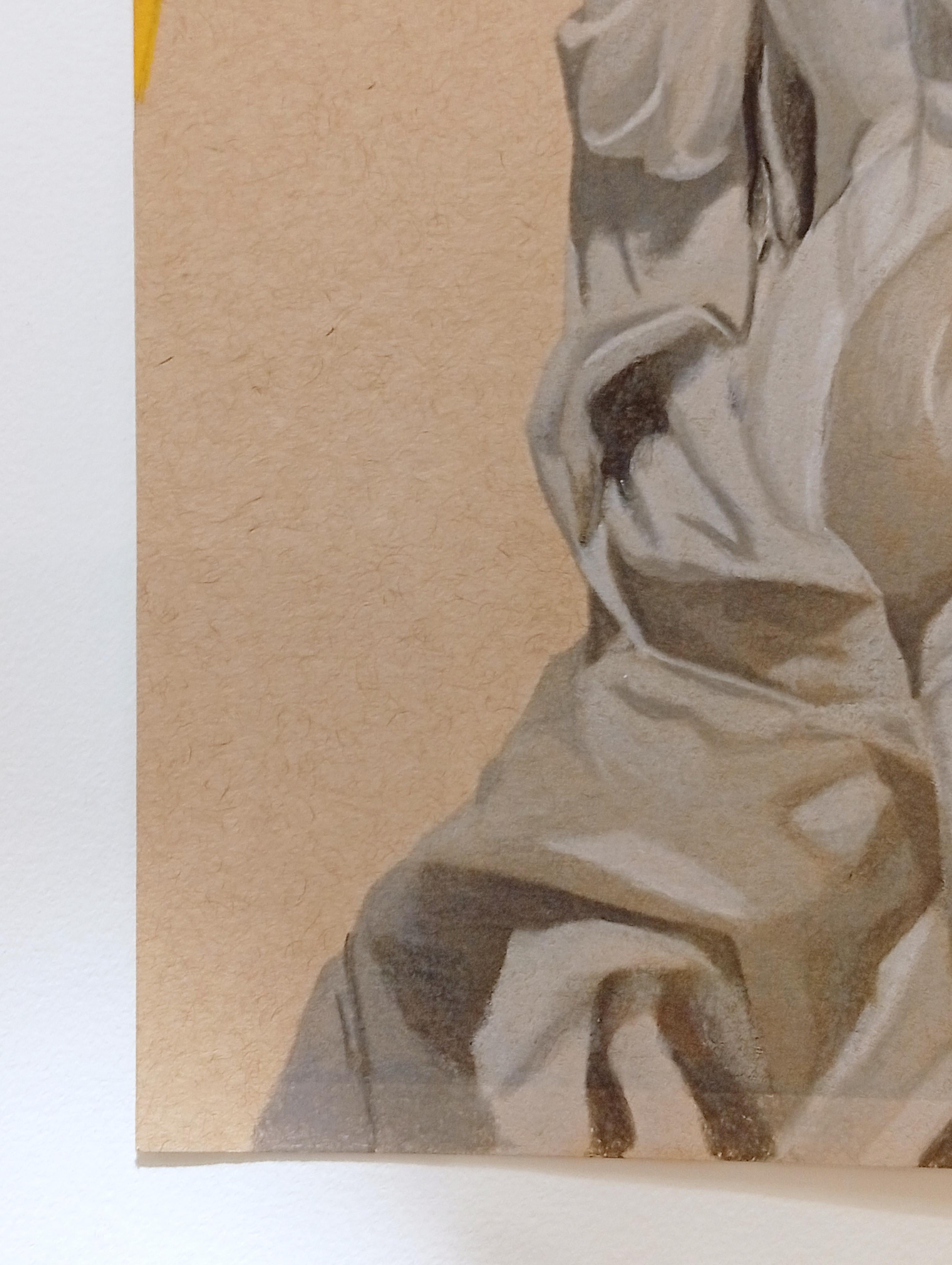 Subject : Lieu Commun - Le bras de Persoperine (Title - FR) 
This original colored pencil drawing is inspired by Gian Lorenzo Bernini’s iconic Baroque sculpture “The Rape of Proserpina.”
The artist offers a contemporary reinterpretation of this