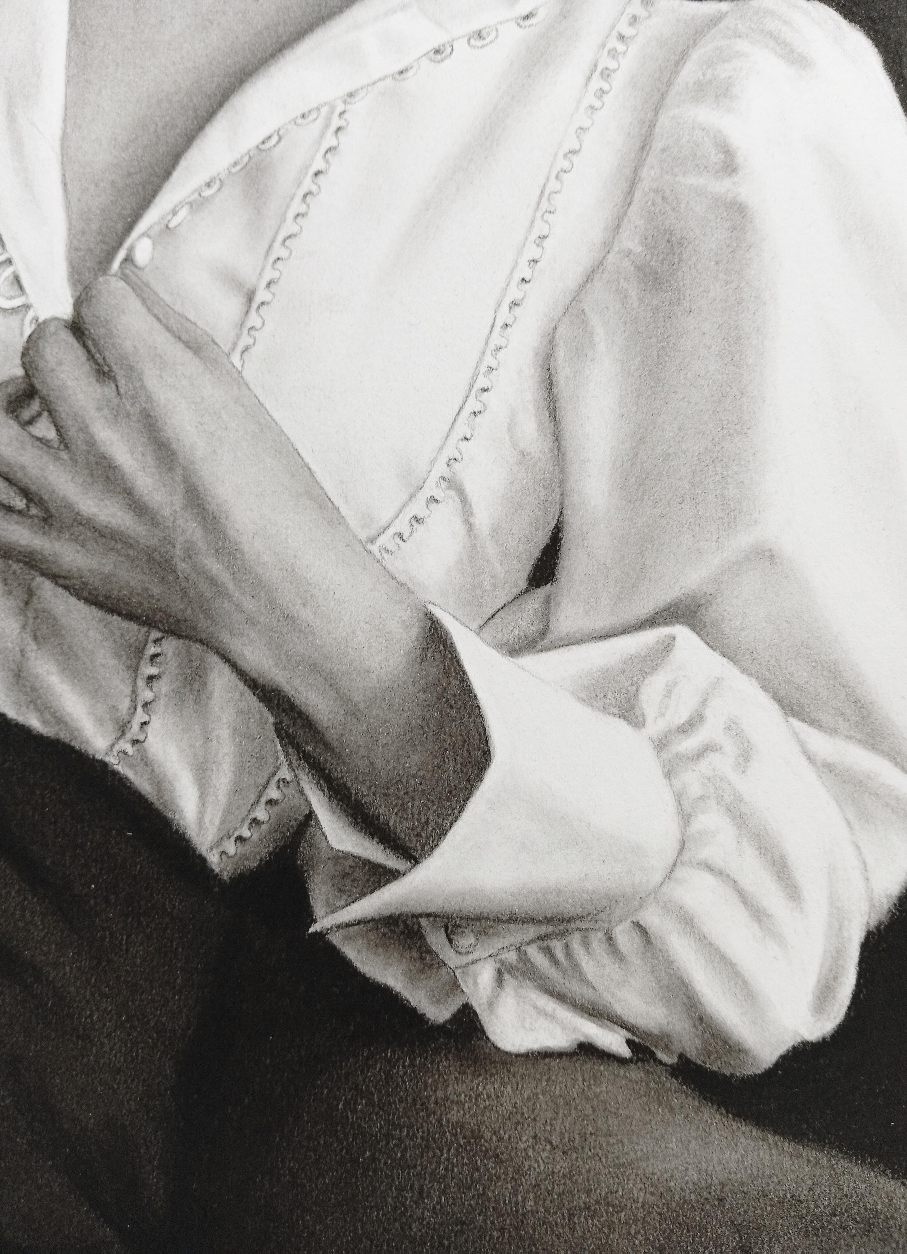 Après la pose mon cœur bat, Figurative Kohlezeichnung, Intime Szene (Schwarz), Figurative Art, von Aurélie Sicas