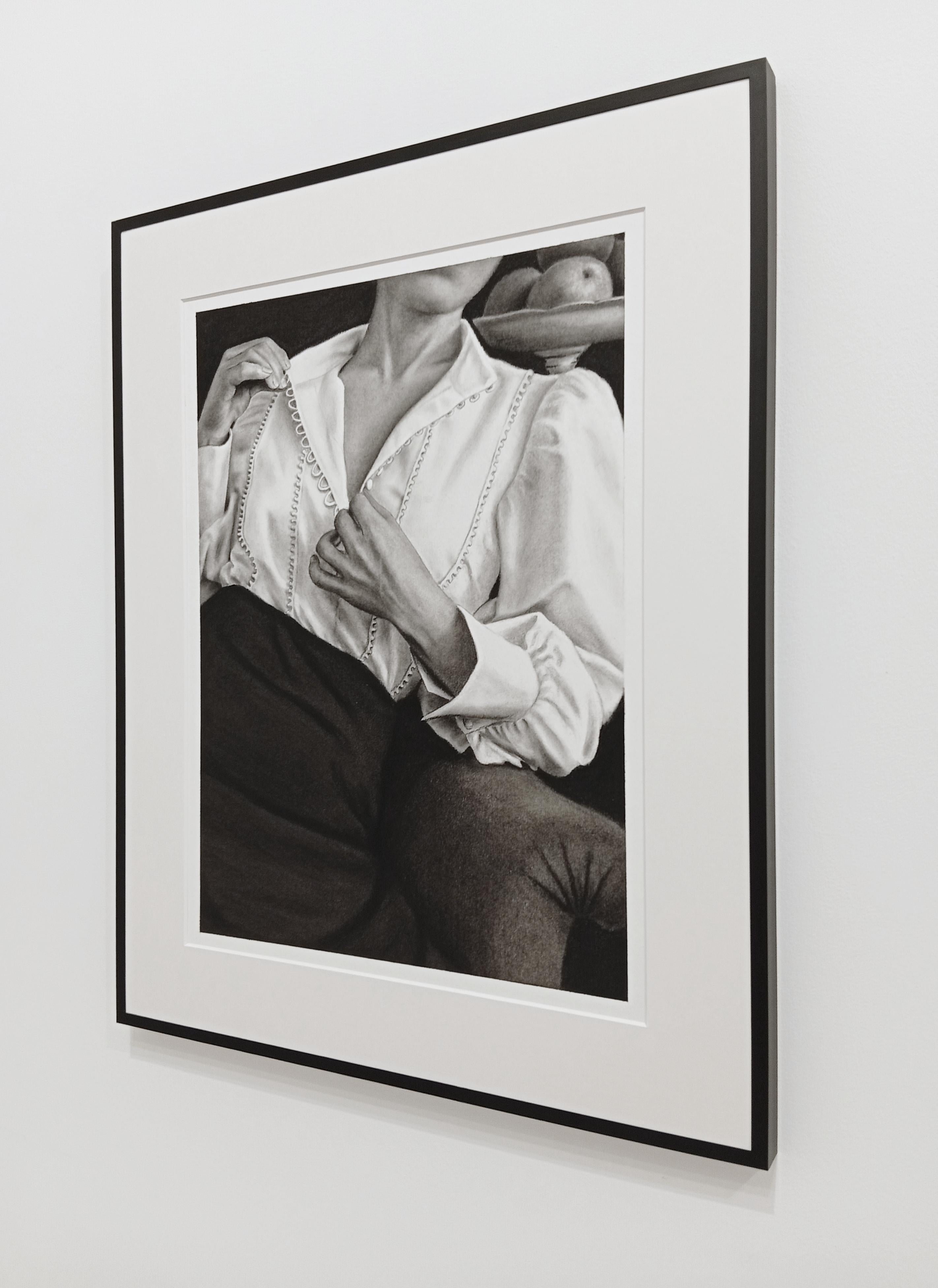 Après la pose mon cœur bat, Figurative Kohlezeichnung, Intime Szene im Angebot 2