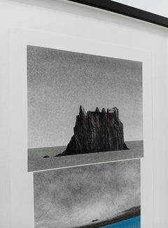 Seascape, Original Charcoal and Pastel, Abstract Drawing, Minimalist