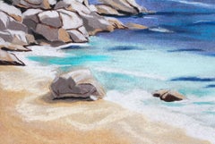 Sur une rive secrète, Coastal Landscape, Original Pastel, Seascape, 30X45cm