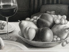 Les Calins, Dibujo original al carboncillo, Naturaleza muerta realista, 30x40 cm
