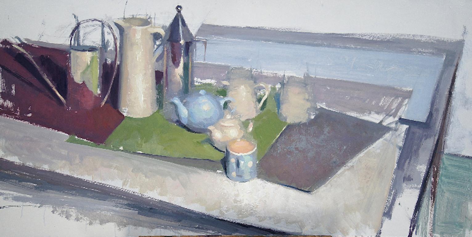 Dean Fisher Still-Life Painting - Still Life on Colored Paper