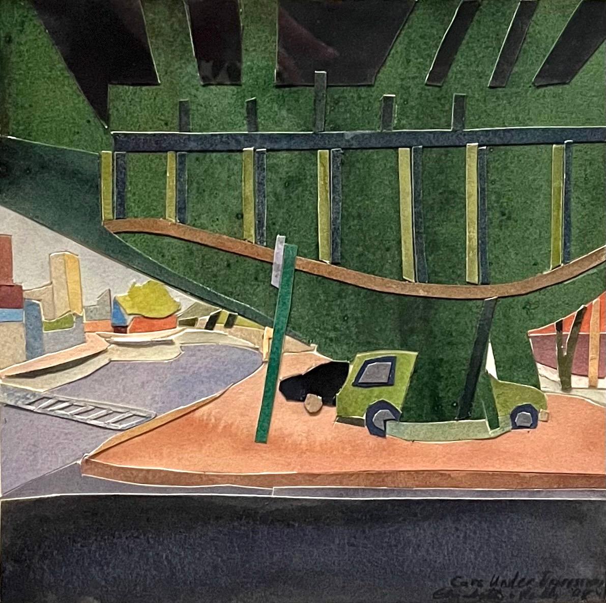 Elizabeth O'Reilly Landscape Art – Cars Under Expressway-Wagen