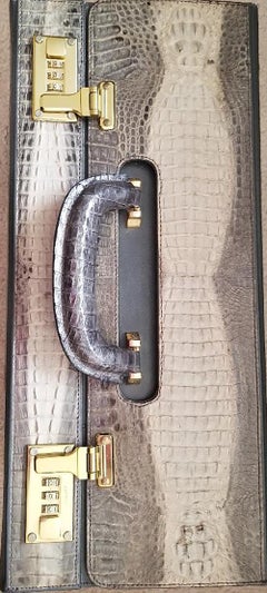 Vintage Unique, Hand Sewn, Farmed Crocodile Attaché/Pilot/Catalog Case