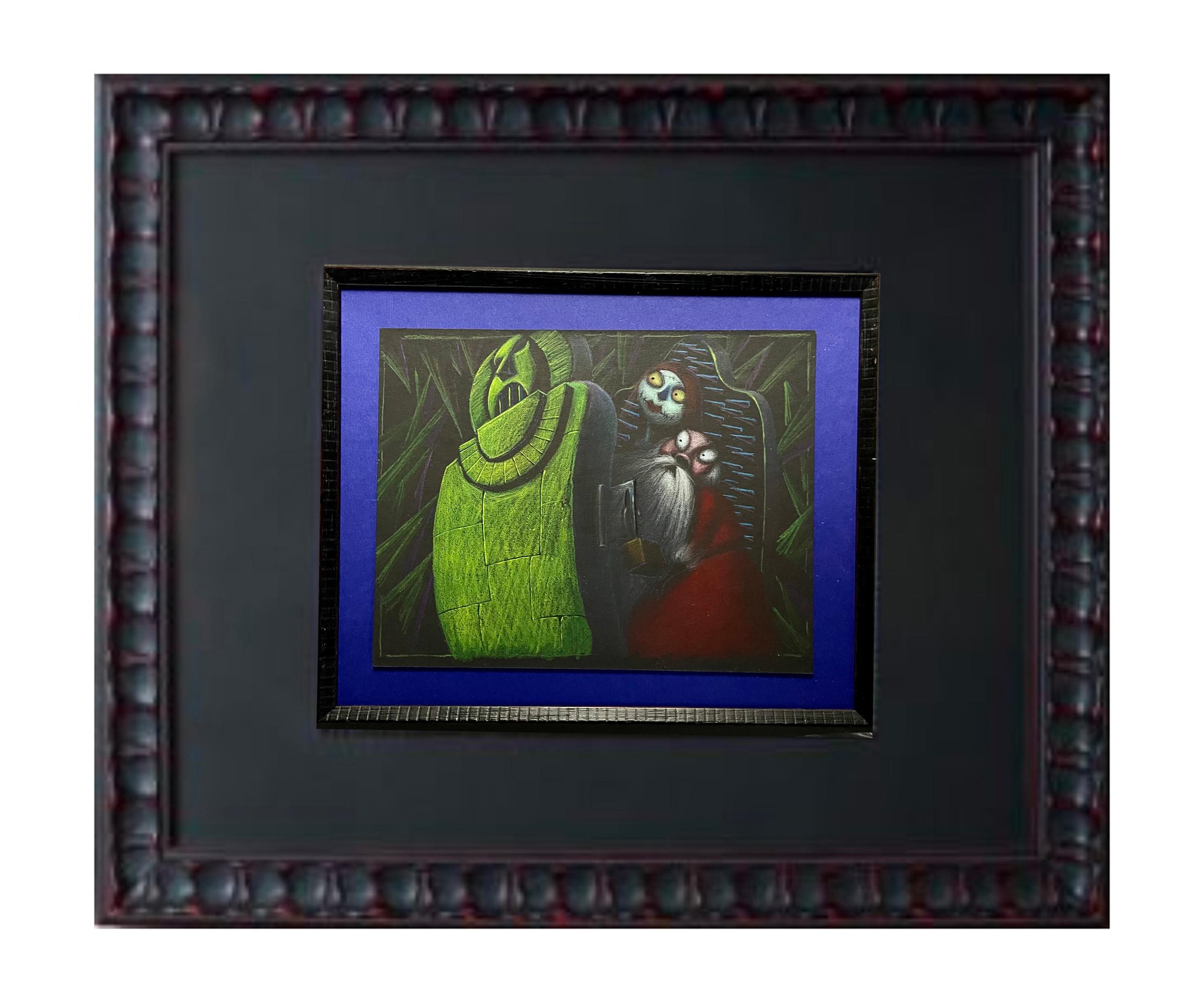 Tim Burton Lock, Shock and Barrel with Santa by Tim Burton Conceptual Artwork was created for the classic Masterwork, The Nightmare Before Christmas.   These artworks come with  COA from AFA gallery. Pastel on Board Framed 22.25x24 in.