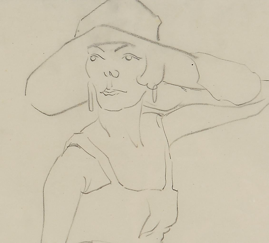 lady with hat sketch