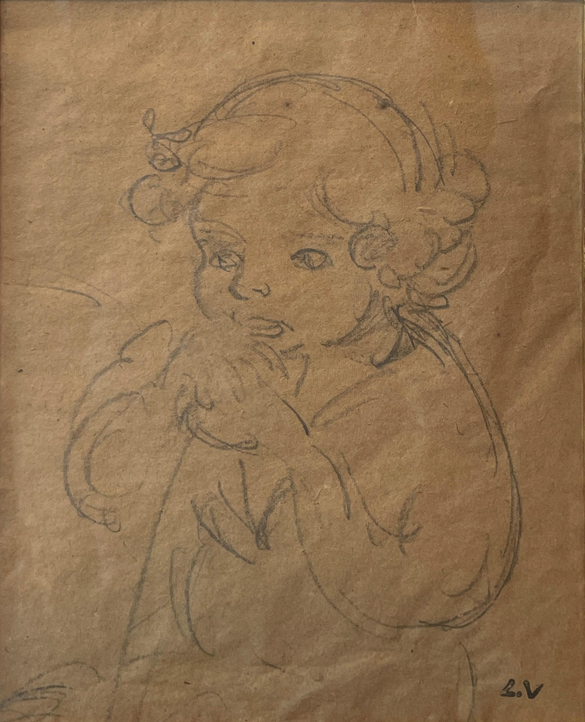 Louis Valtat
Young Girl
Stamped with initials lower right
Pencil on brown paper
Sight 7 x 6 inches

Provenance:
Mrs. Ernest M. Werner, New York
Private Collection, Rhode Island

Louise Valtat was a French painter, printmaker and stage designer.  He