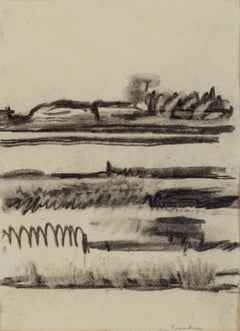 "Untitled I" Jane Freilicher, Hamptons Landscape Drawing, Mid-century Abstract 