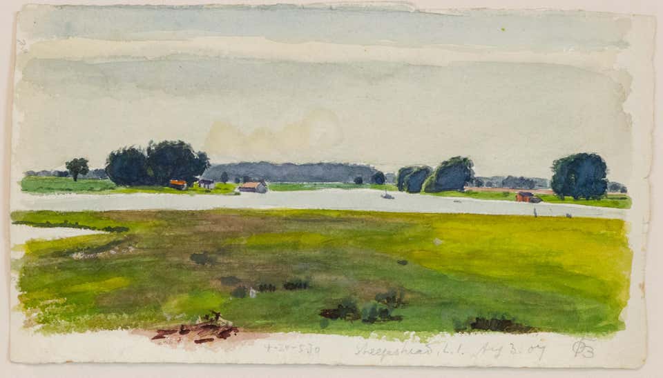 "Sheepshead, Brooklyn, Long Island" Oscar Bluemner, Modernist Watercolor