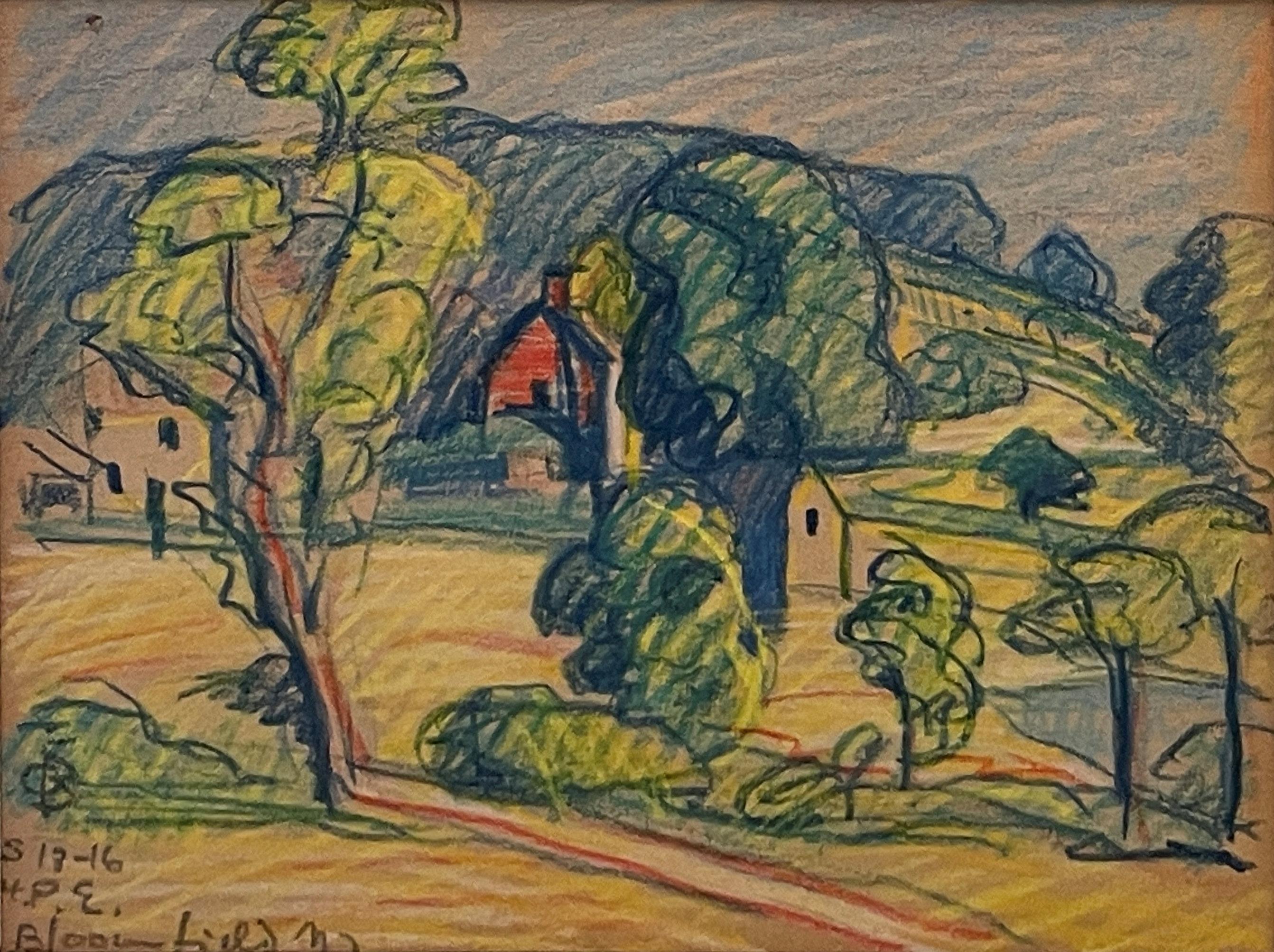 Oscar Bluemner
Bloomfield, New Jersey, September 13, 1916
Signed, titled, and dated lower left
Crayon on paper
5 x 5 3/4 inches

Provenance:
Fox Gallery, New York
Sheldon Ross Gallery, Birmingham, Michigan
Wendell Street Gallery, Cambridge,