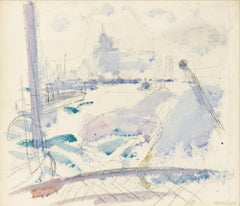 „New York from the Ferry“ John Marin, Aquarell der amerikanischen Moderne, Stadtlandschaft