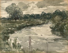 « River Landscape » Julian Alden Weir, impressionniste américain, scène du Connecticut