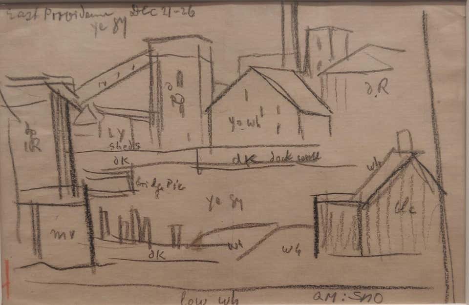 "East Providence" Oscar Bluemner, Drawing of East Providence, Architectural