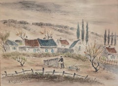 Vintage "Suburb of Gif-sur-Yvette, France"  Henry Yuzuru Sugimoto, Modernist Landscape