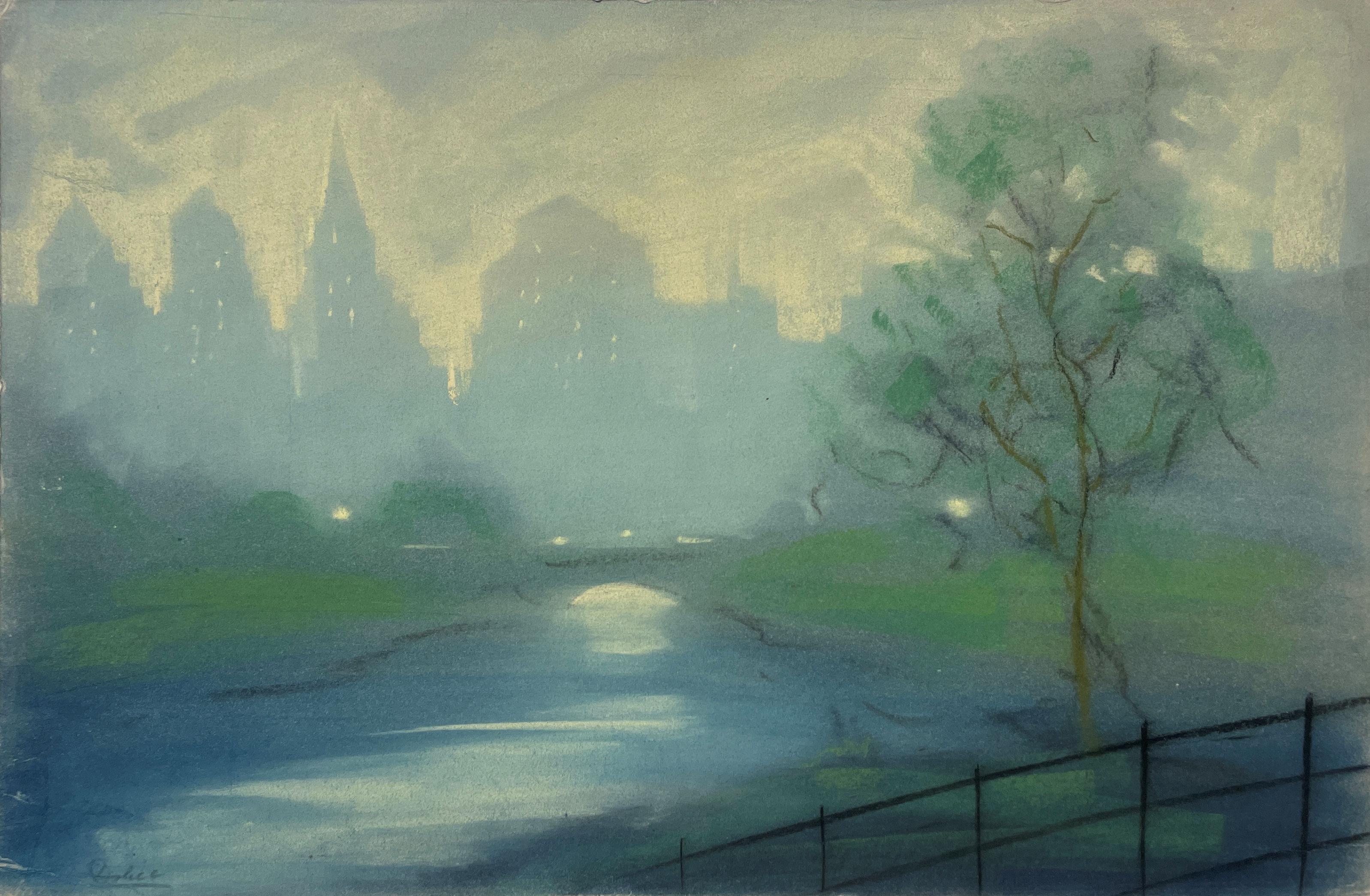 „Central Park“ Leon Dolice, New Yorker Central Park-Szene, Mid-Century