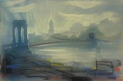 "Puerto de Nueva York (Puente de Brooklyn)" Leon Dolice, Paisaje de Nueva York