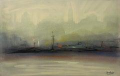 „New York Harbor Nocturne“ Leon Dolice, New Yorker Hafenszene aus der Mitte des Jahrhunderts
