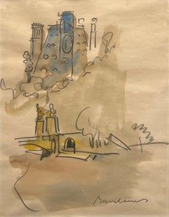 "City Scene" Ludwig Bemelmans, Watercolor City Scape by Creator of Madeline