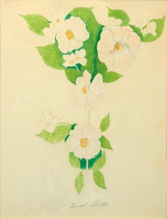 "Flowers" Joseph Stella, Vibrant Modernist Flower Composition on Paper
