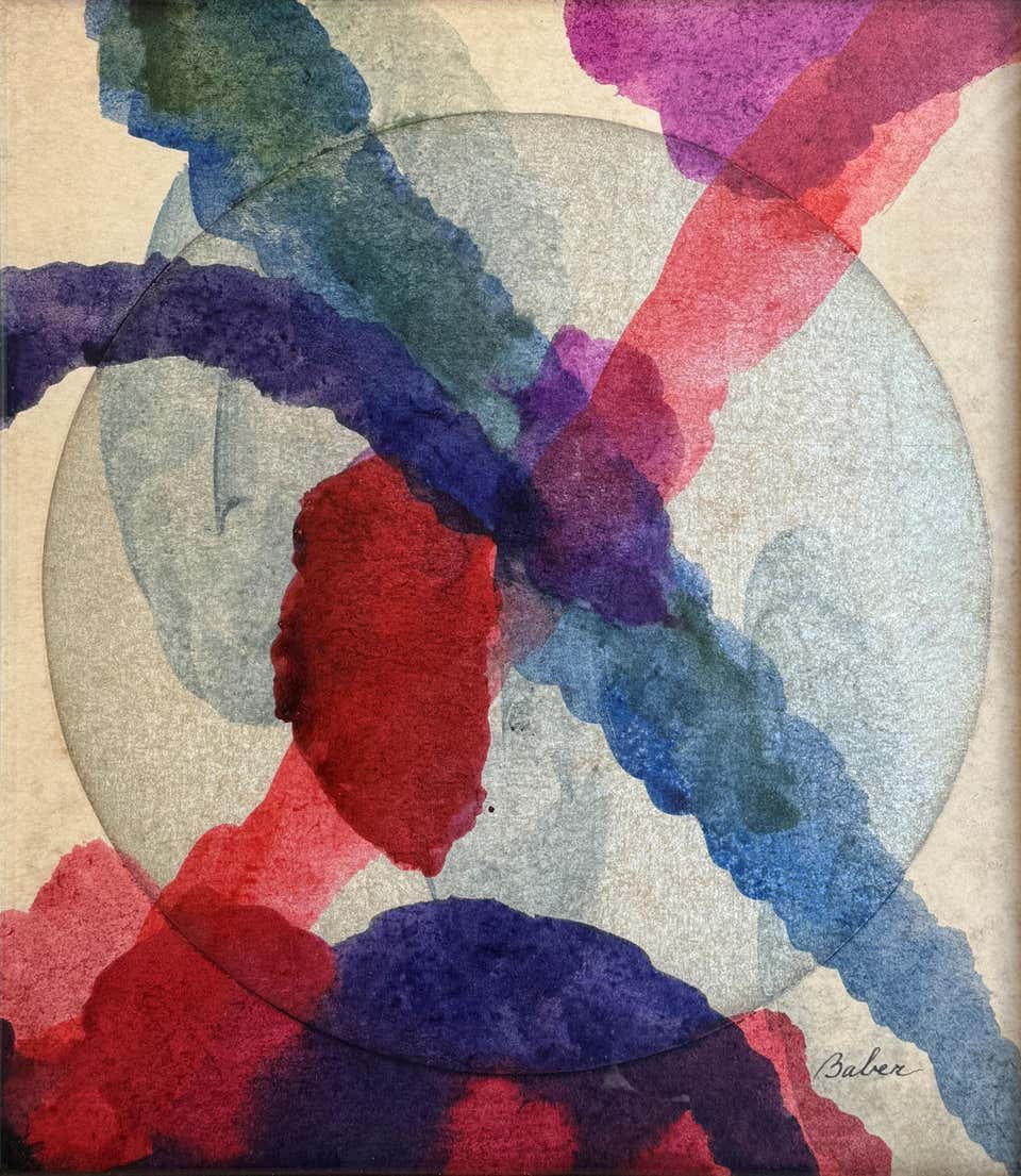 "Across the Wide, Tokyo" Alice Baber, Blue and Red, Color-Field, Abstract