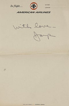 "With Love" Jasper Johns, Artists' Signature, Correspondence, Artist Mail