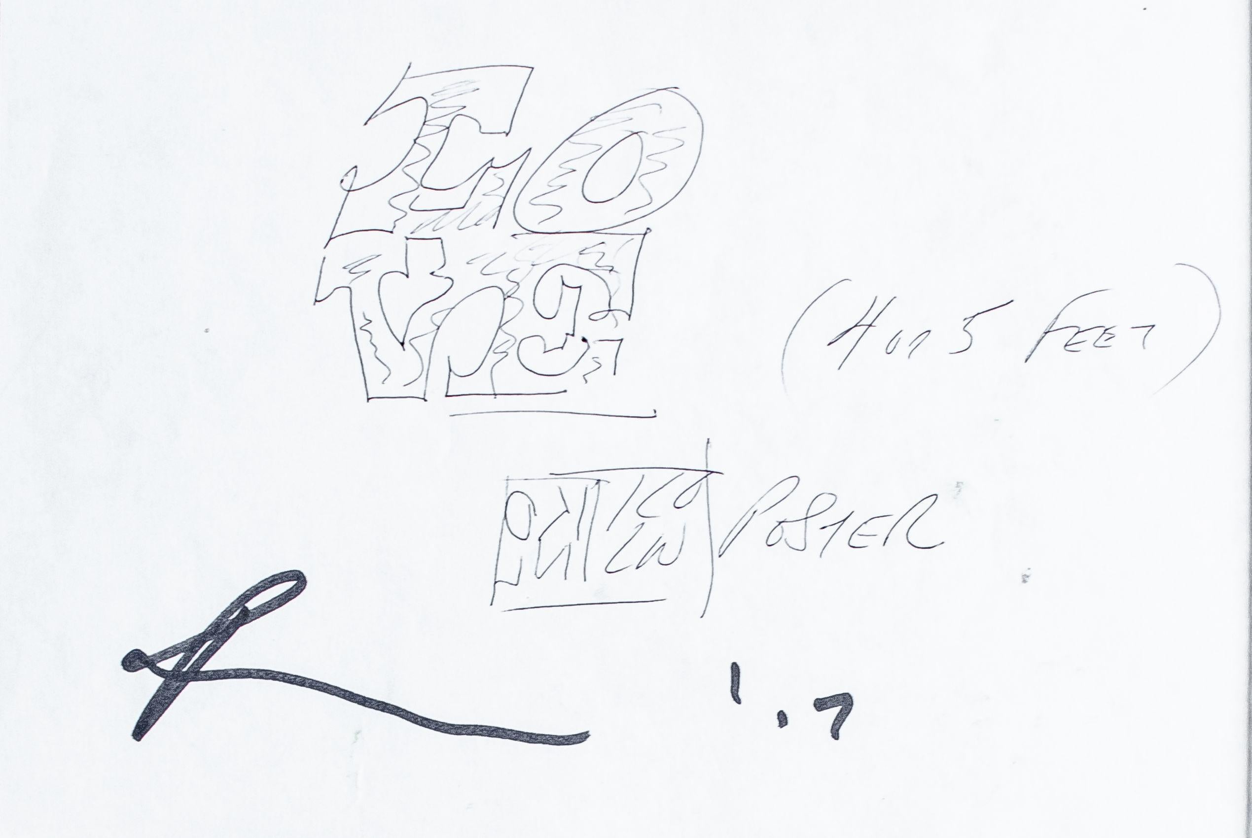 "Love Scrap Paper" Robert Indiana, Dibujo Preparatorio, Pop Art, Boceto
