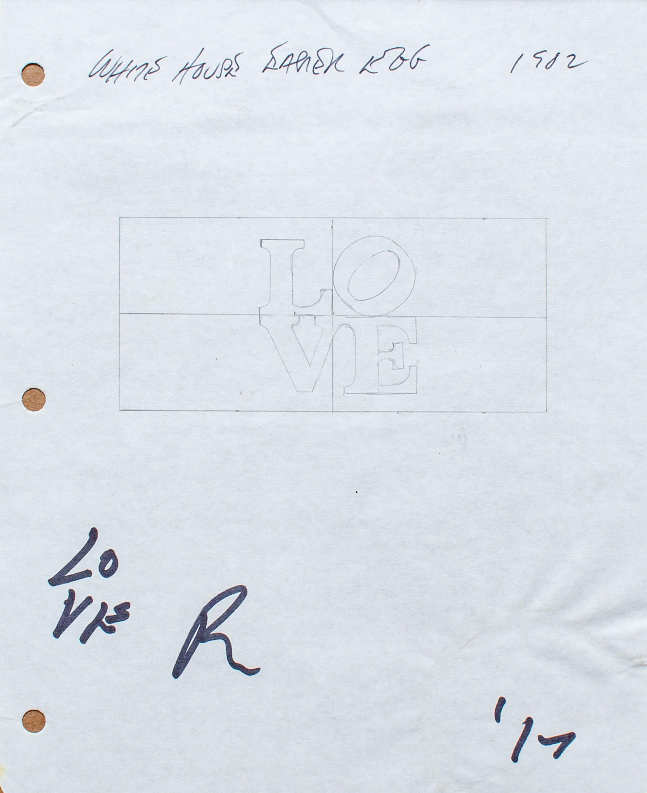 "Cuaderno de Amor Página 2" Robert Indiana, Arte Pop, Dibujo Preparatorio, Americano