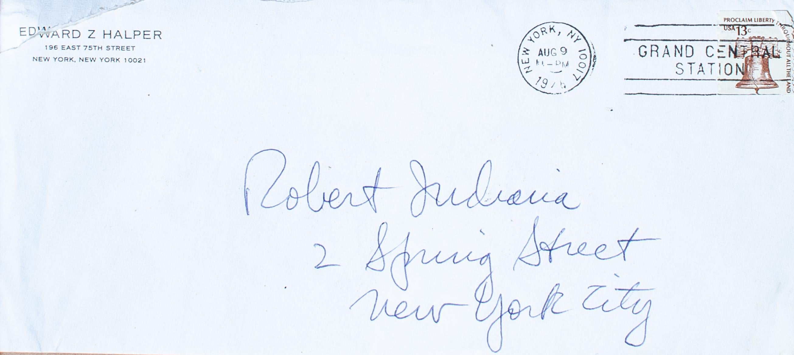 Robert Indiana
Scarabocchi di buste , 1975
Datato in alto a destra
Inchiostro su carta
4 1/4 x 9 1/2 pollici

Provenienza
Regalato dall'artista, Vinalhaven, Maine
Collezione privata, Maine.
Collezione privata, New York. 2023


Robert Indiana rimase