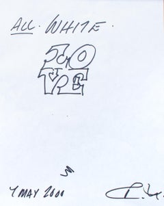 "All White Love" Robert Indiana, Pop Art, Croquis, Américain, Typographie
