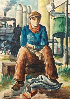"Fabrikjunge mit Lokomotive" Paul Meltsner, 1930er Jahre, WPA-Porträt
