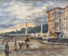 Antique "Chigi Palace, Ariccia, Rome" George Loring Brown, Italian Landscape