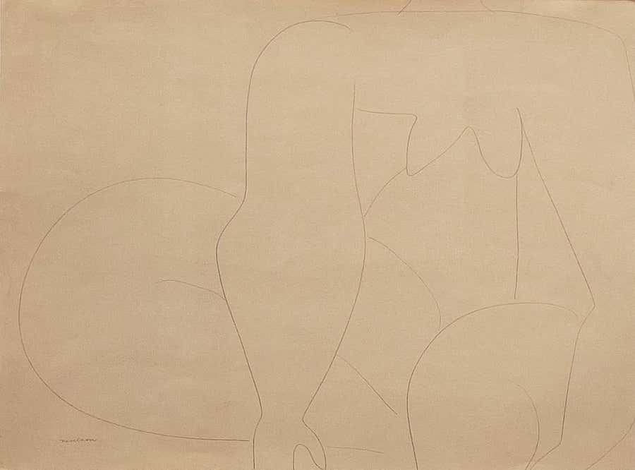 "Female Nude" Louise Nevelson, Modernist, Elegant Flowing Forms, Sweeping Line