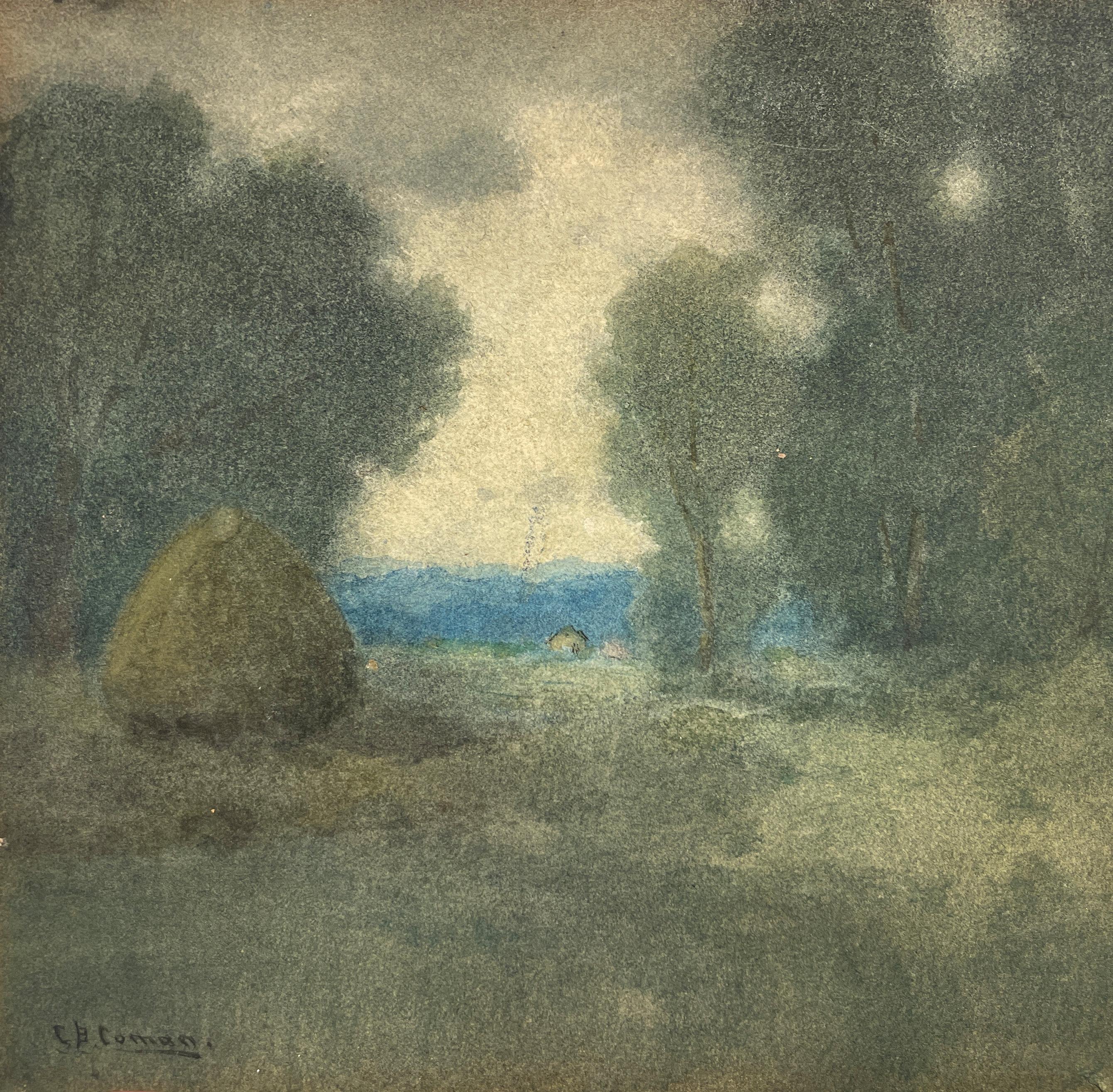 Charlotte Buell Coman
The Meadow
Signed lower left; titled on the reverse
Watercolor on paper
6 1/4 x 7 inches

Provenance
Monica Stevens, Springfield, Virginia


Charlotte Buell Coman was born in Waterville, New York in 1833. She married and moved