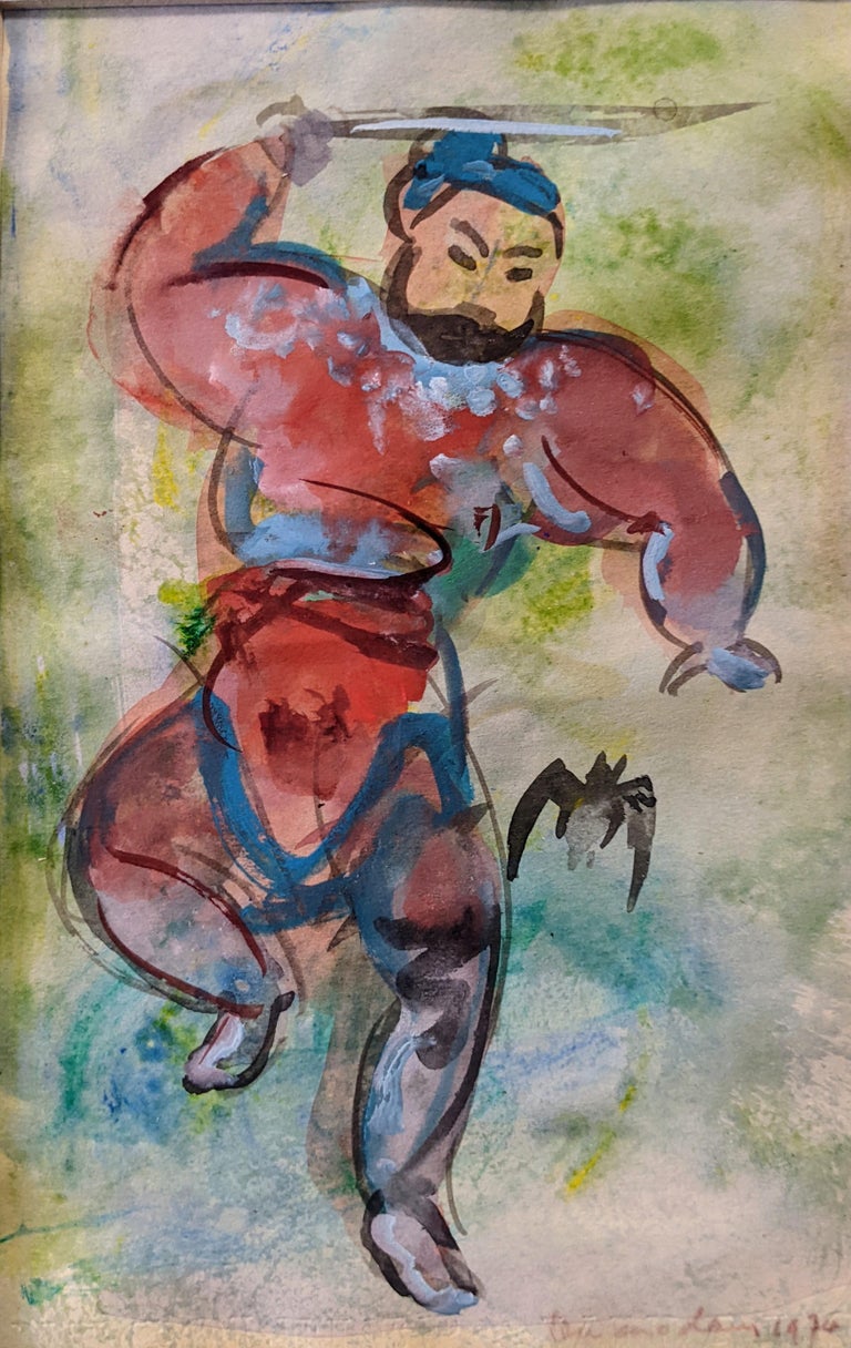 Vu Cao Dam (1908 - 2000)
Samurai Warrior, 1976
Watercolor and gouache on paper
Sight 8 1/2 x 5 1/4 inches
Signed and dated lower right

Vu Cao Dam was born on January 8, 1908 in Hanoi, the capital of Tonkin. He grew up in a family that had been